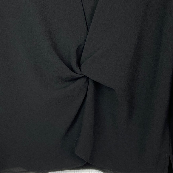 🎉TopShop Black Front Knot Long Sleeve Blouse Size 10 - Picture 7 of 8